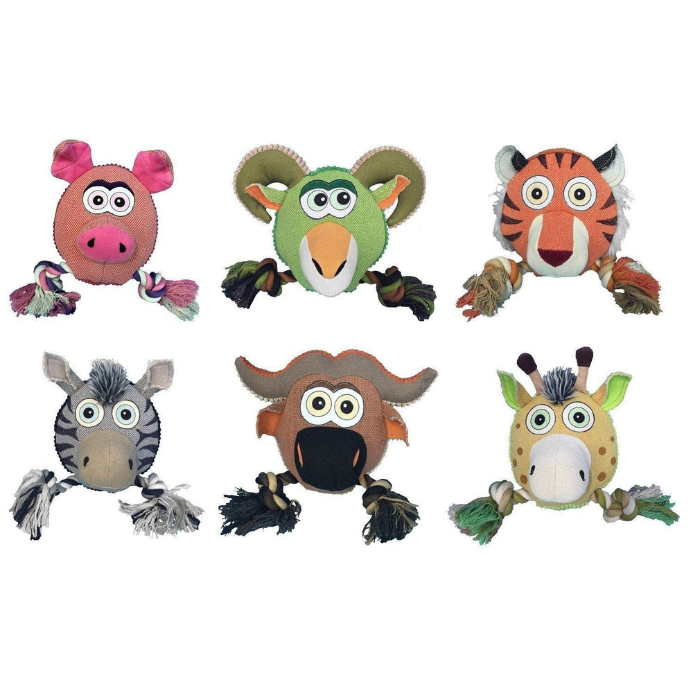 Dogline Safari Animal Toys + Ball & Rope Version