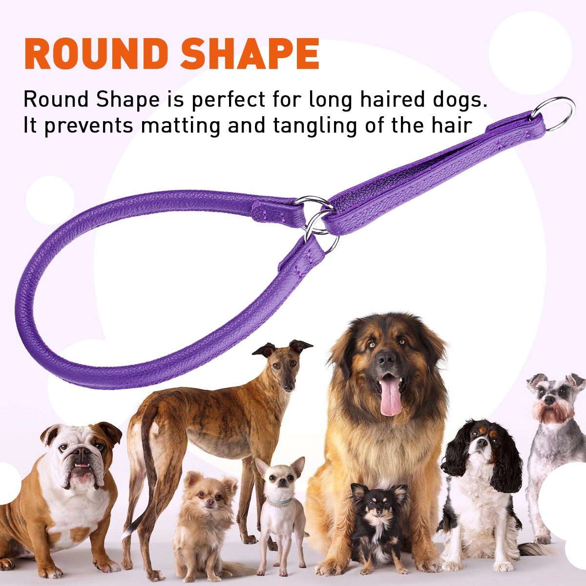 Dogline Soft Leather Round Martingale Collar