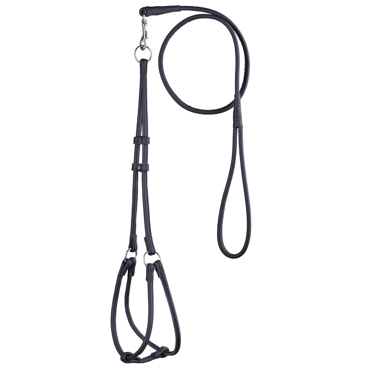 Dogline Soft Leather Round Step-In Harness + Round Lead