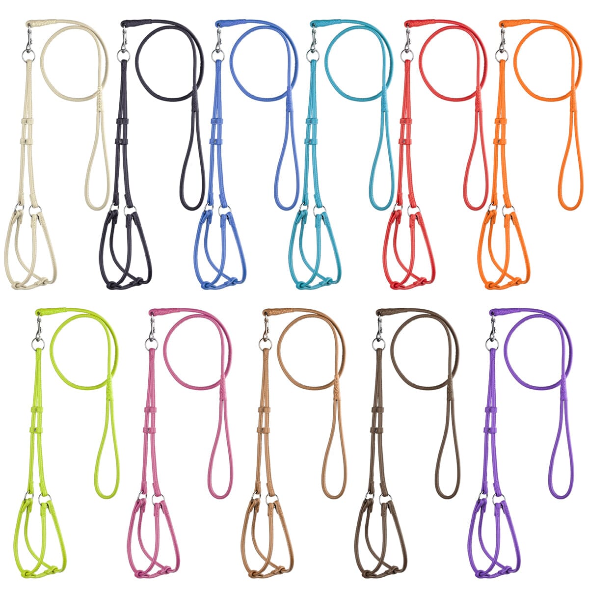 Dogline Soft Leather Round Step-In Harness + Round Lead