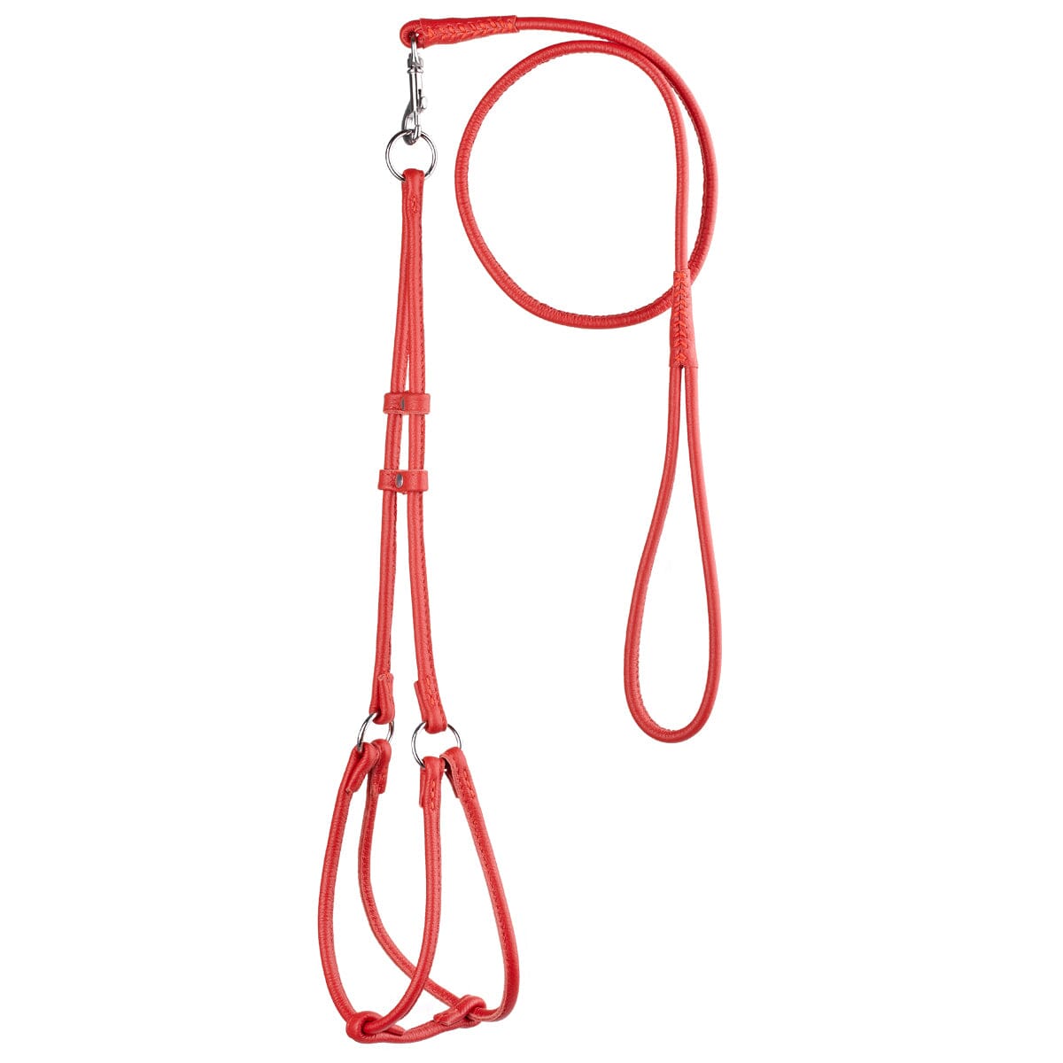 Dogline Soft Leather Round Step-In Harness + Round Lead