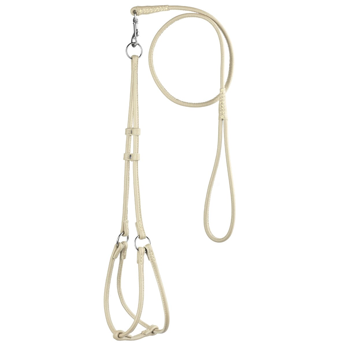 Dogline Soft Leather Round Step-In Harness + Round Lead