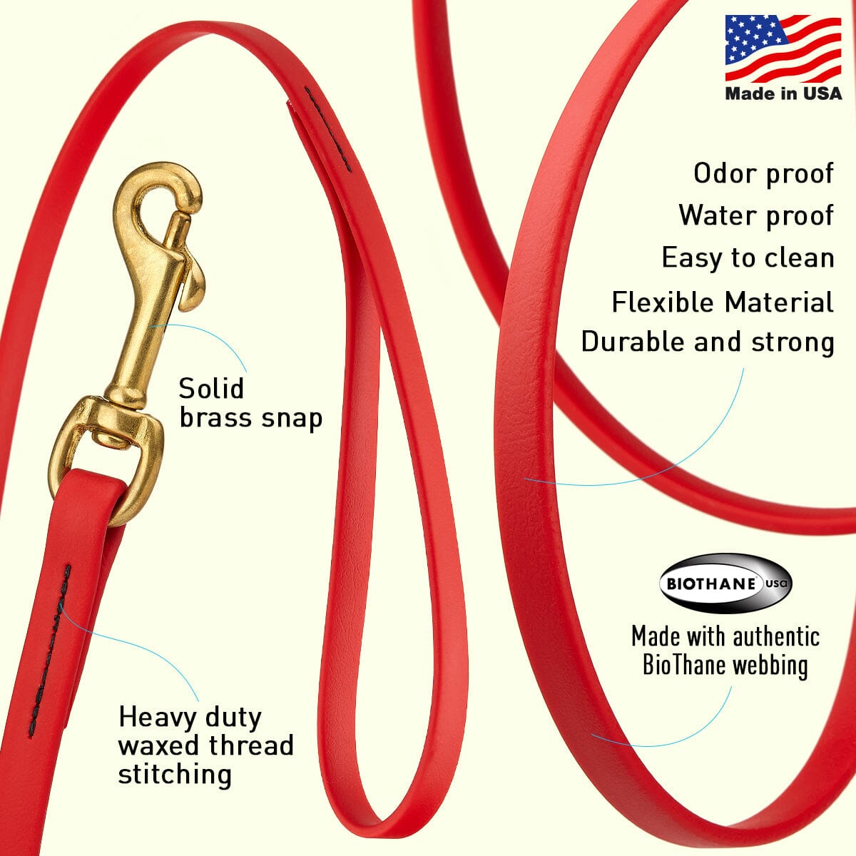 Dogline Viper Biothane Long Line 10 ft Lead with Brass Hardware