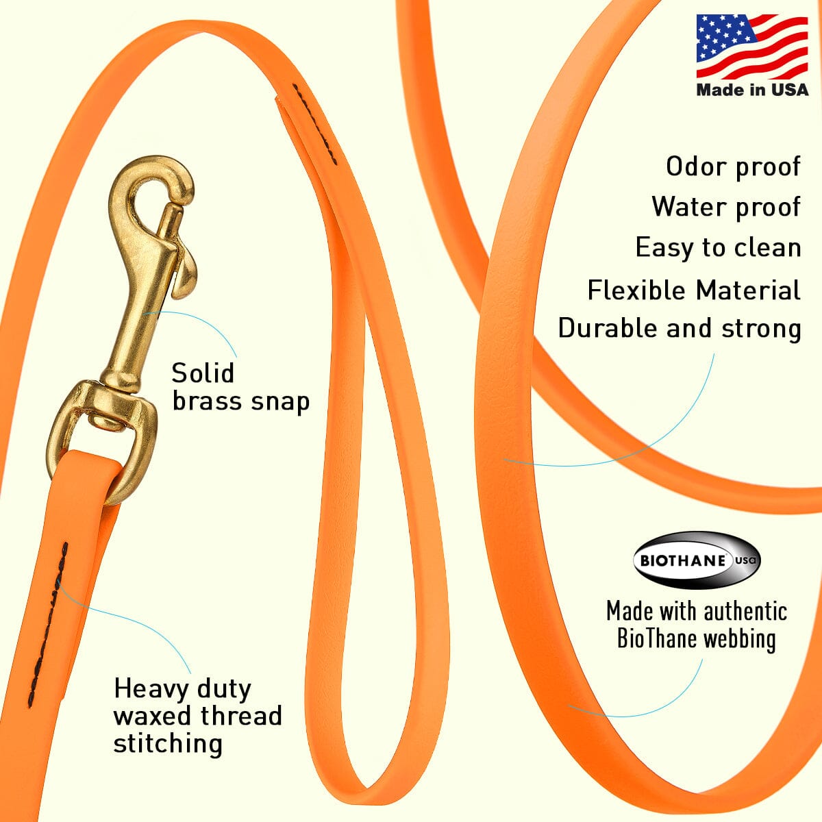 Dogline Viper Biothane Long Line 20 ft Lead with Brass Hardware