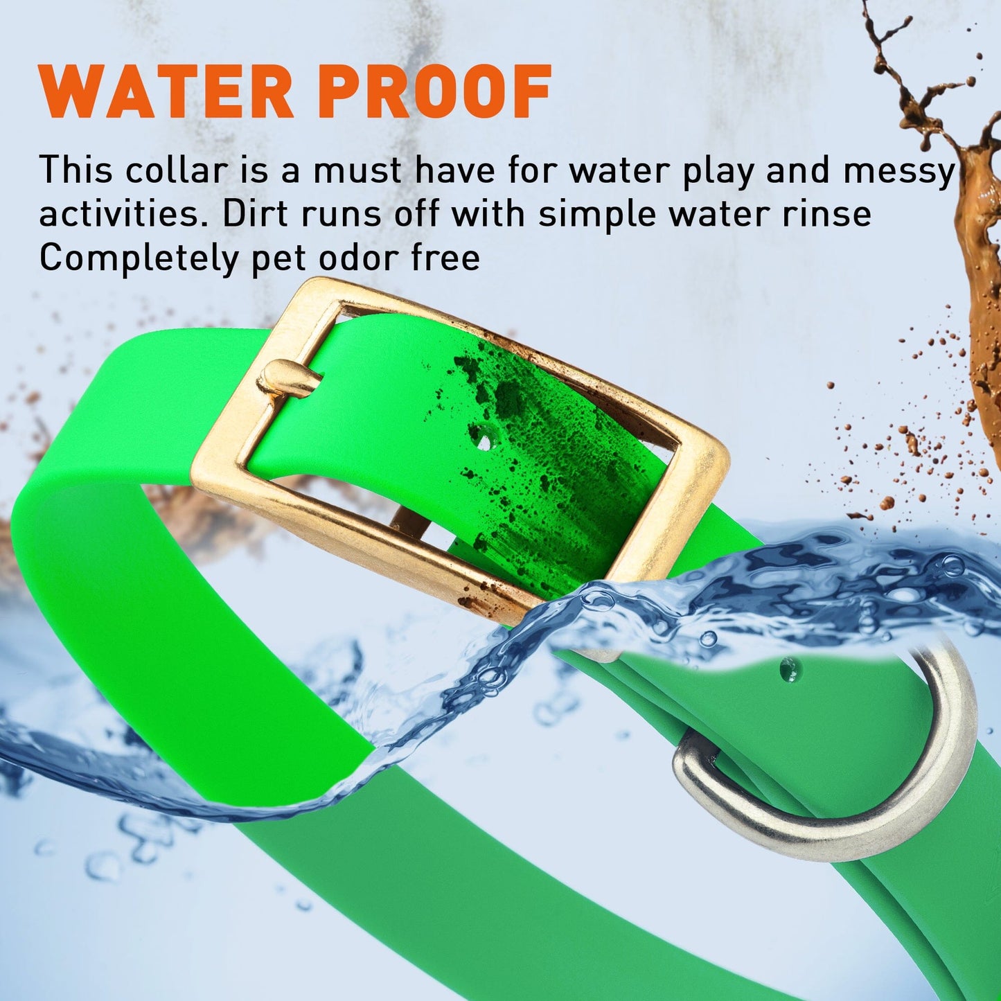 Dogline Viper Biothane Waterproof Dog Collar - Brass Hardware - Size L (18" - 22")