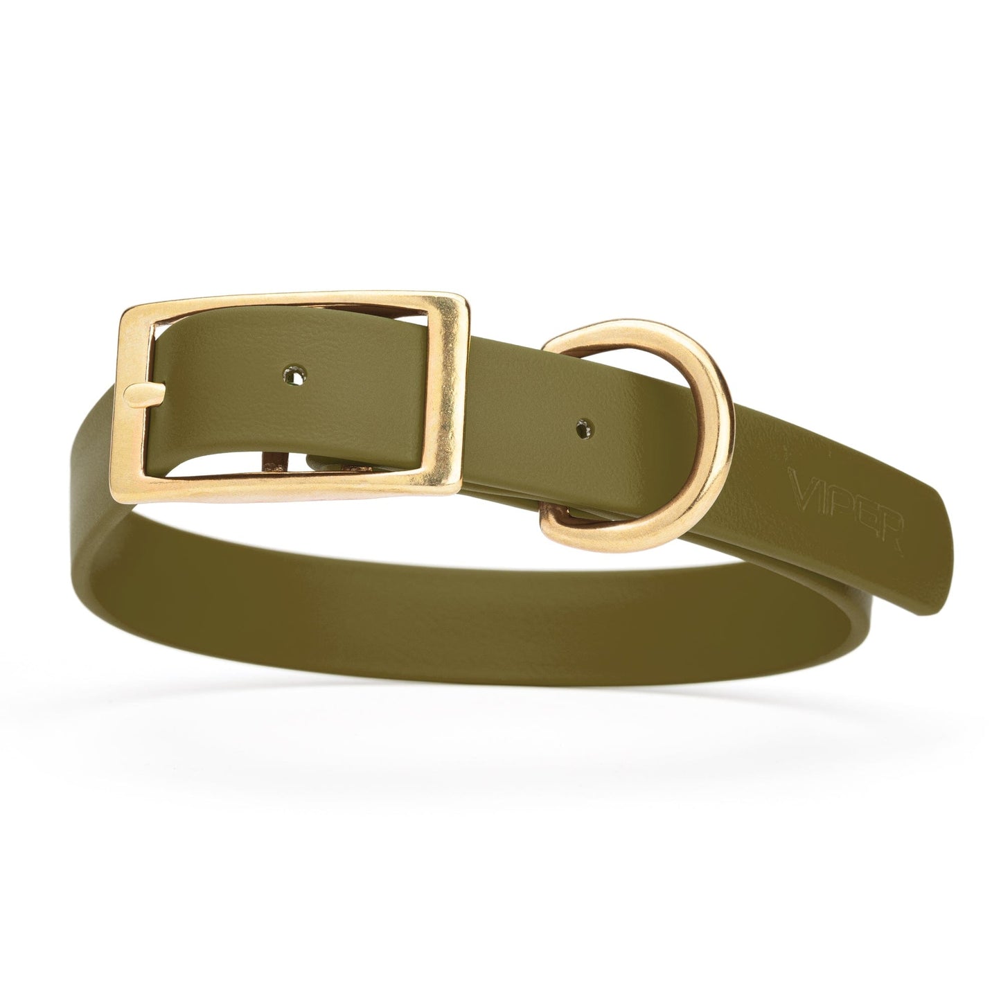 Dogline Viper Biothane Waterproof Dog Collar - Brass Hardware - Size L (18" - 22")