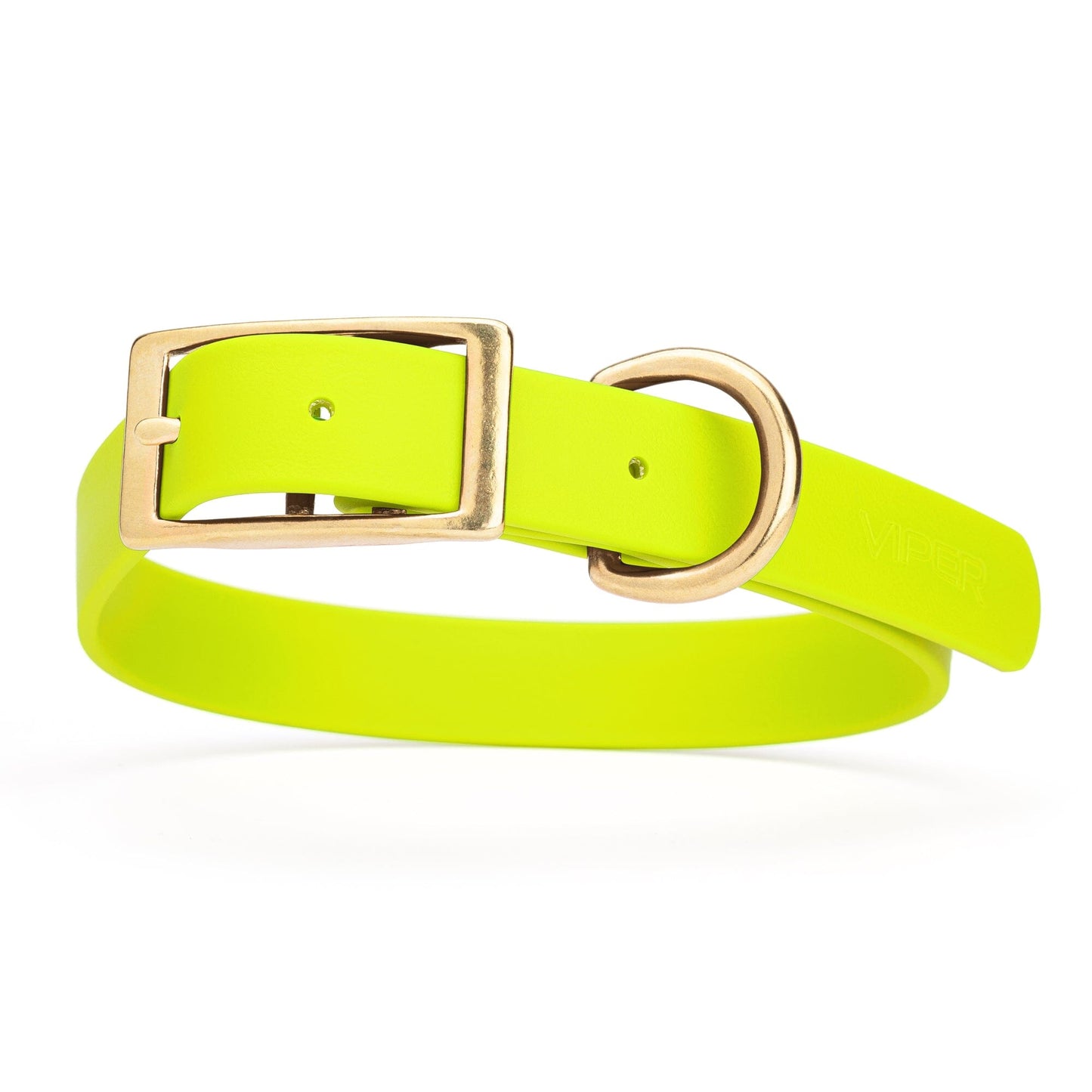 Dogline Viper Biothane Waterproof Dog Collar - Brass Hardware - Size L (18" - 22")