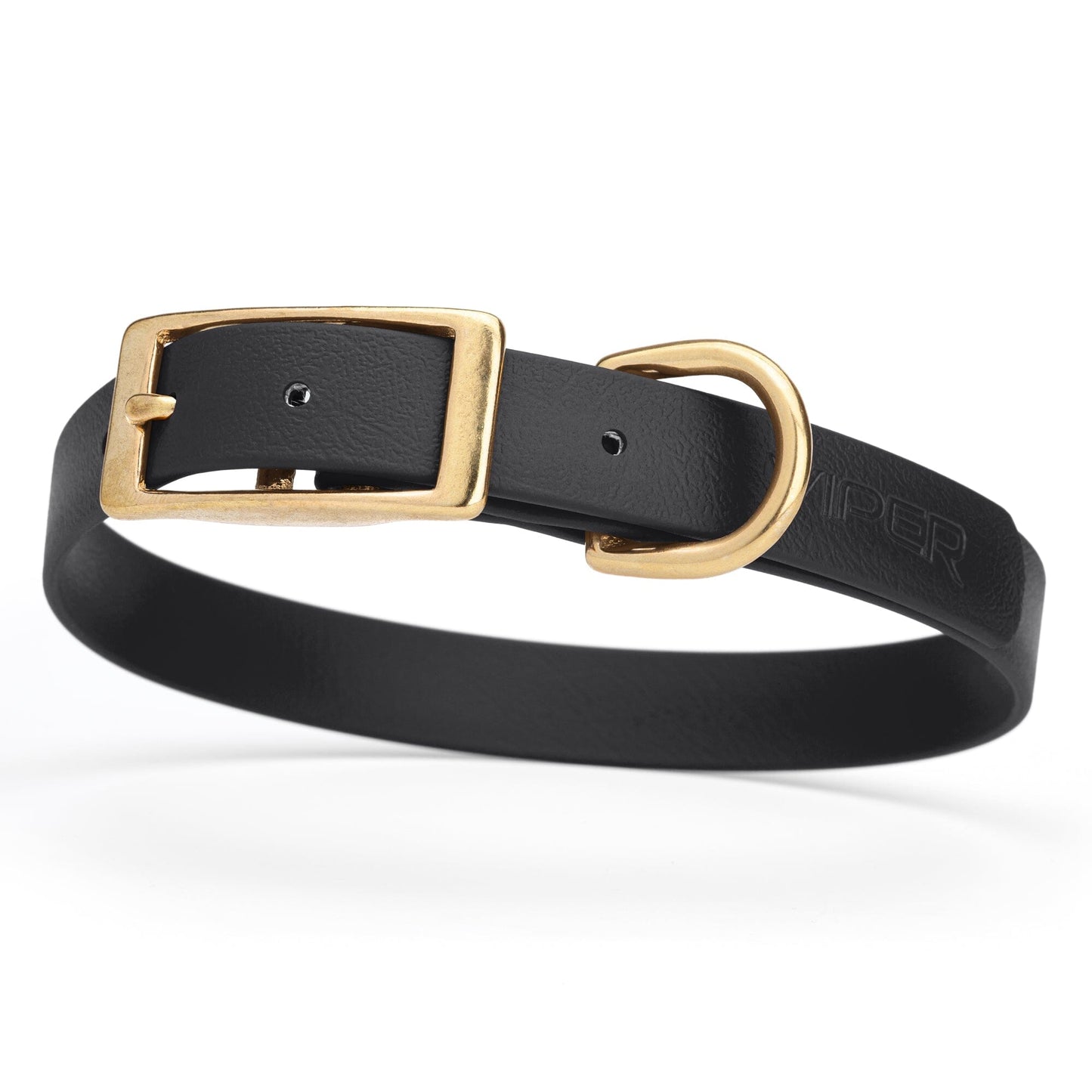 Dogline Viper Biothane Waterproof Dog Collar - Brass Hardware - Size M (15" - 18")