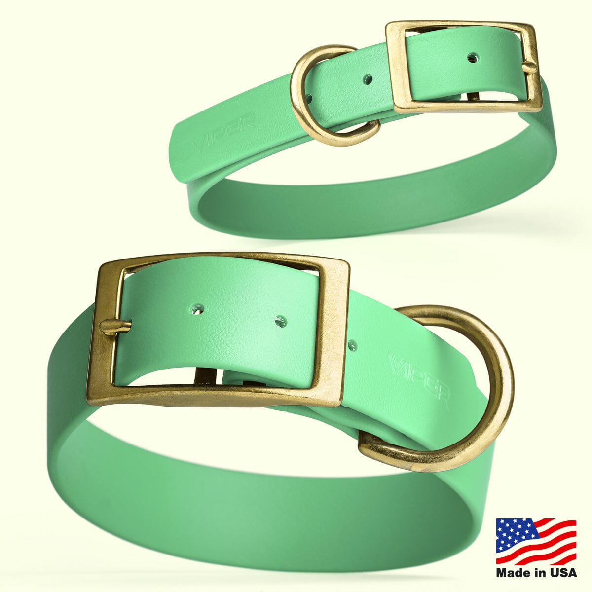 Dogline Viper Biothane Waterproof Dog Collar - Brass Hardware - Size M (15" - 18")