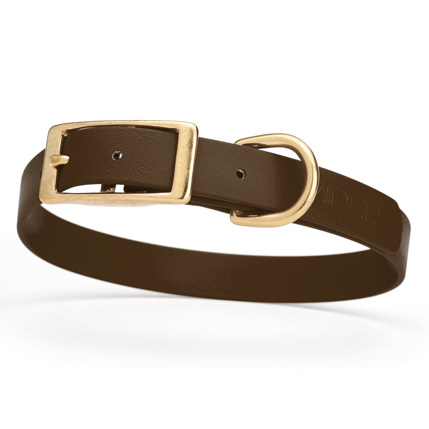 Dogline Viper Biothane Waterproof Dog Collar - Brass Hardware - Size M (15" - 18")