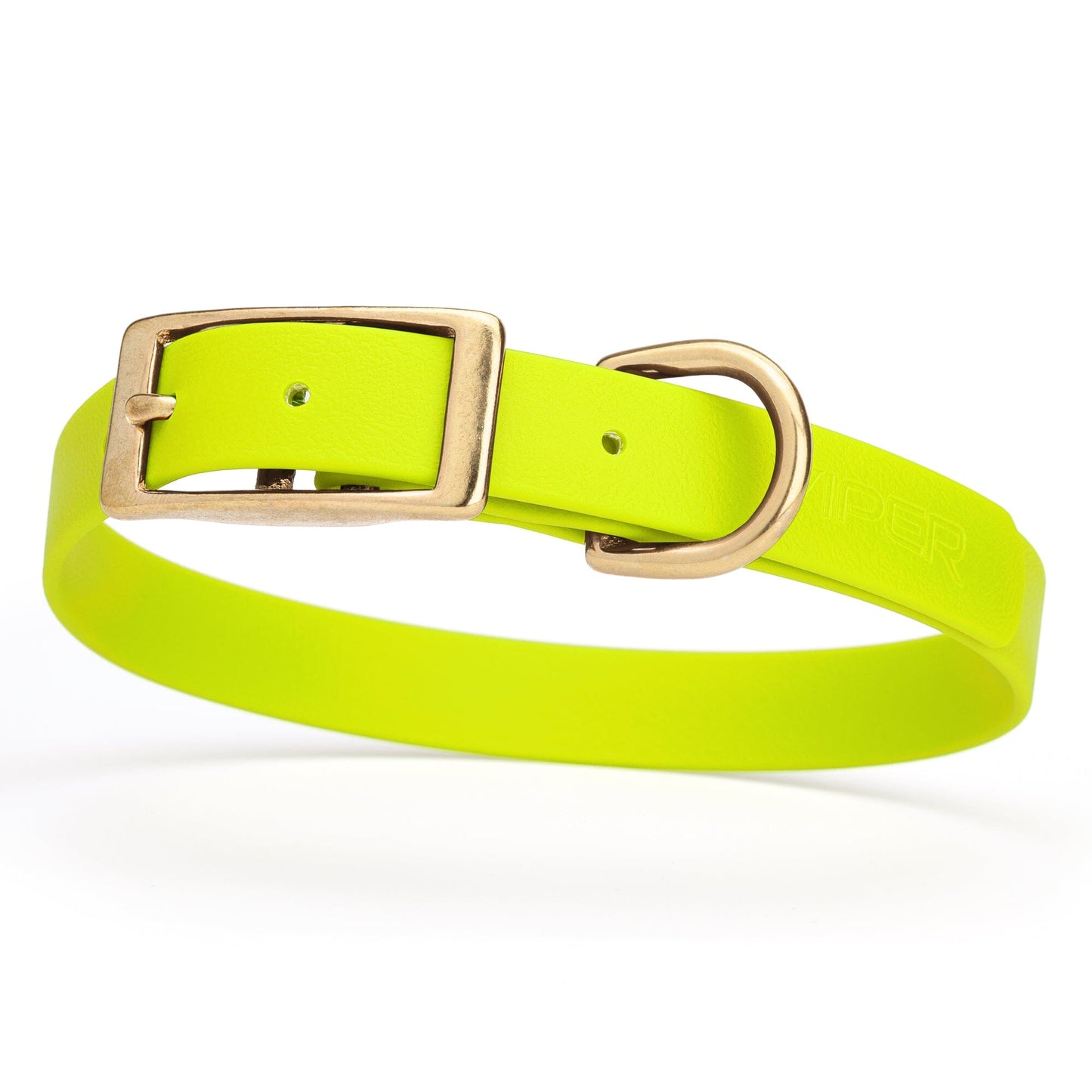 Dogline Viper Biothane Waterproof Dog Collar - Brass Hardware - Size M (15" - 18")