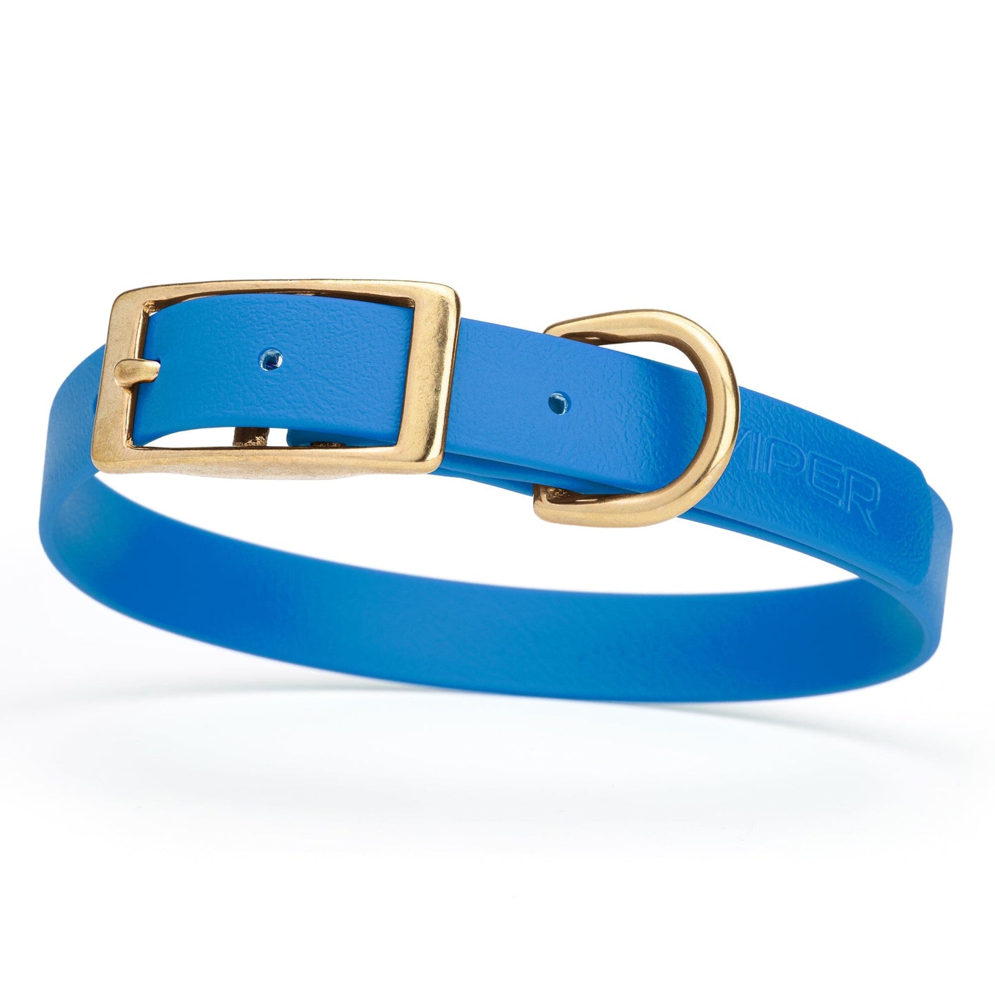 Dogline Viper Biothane Waterproof Dog Collar - Brass Hardware - Size M (15" - 18")