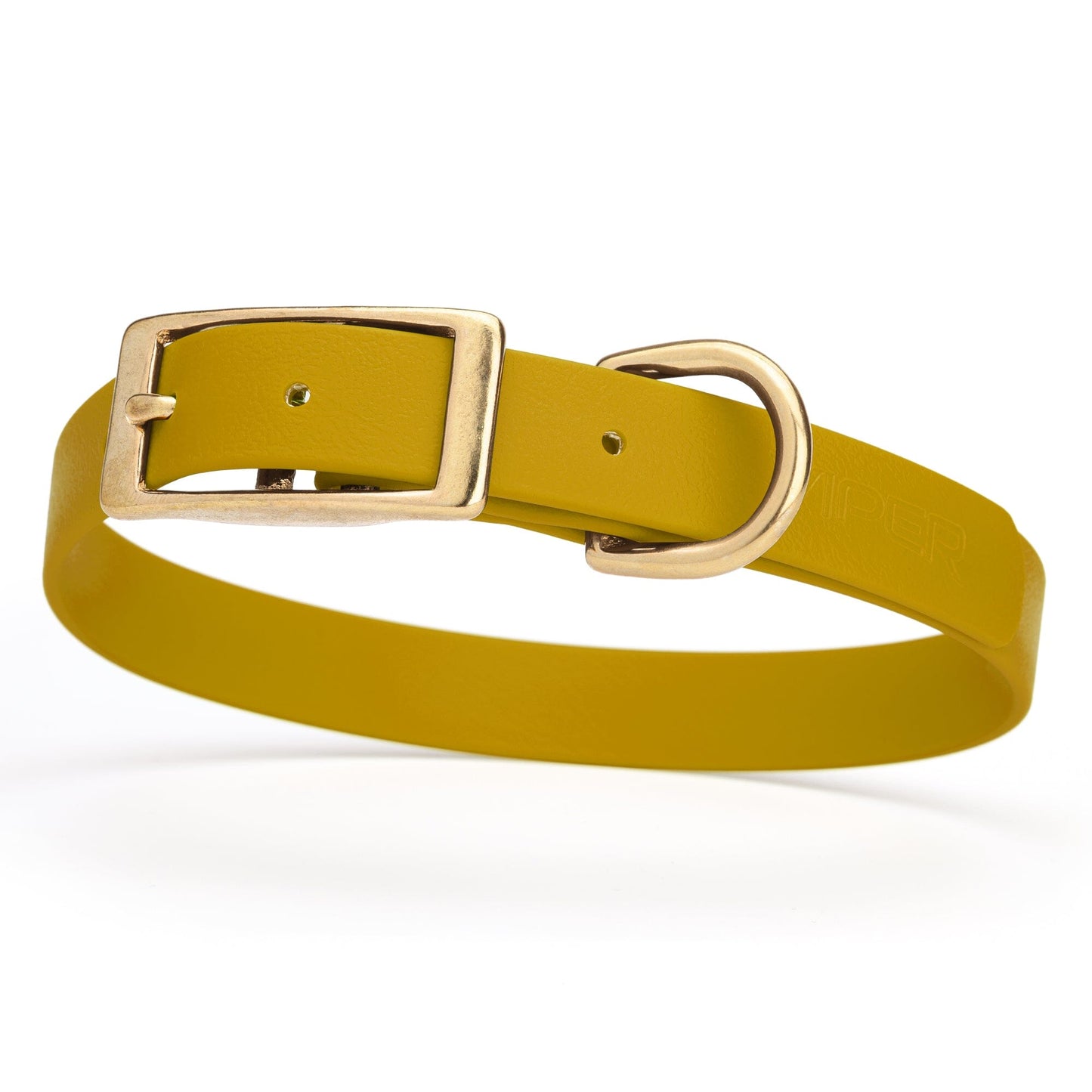 Dogline Viper Biothane Waterproof Dog Collar - Brass Hardware - Size M (15" - 18")