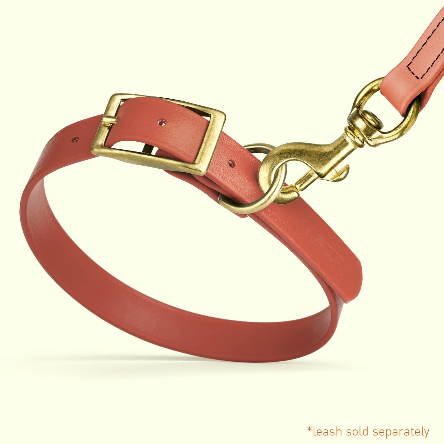 Dogline Viper Biothane Waterproof Dog Collar - Brass Hardware - Size M (15" - 18")