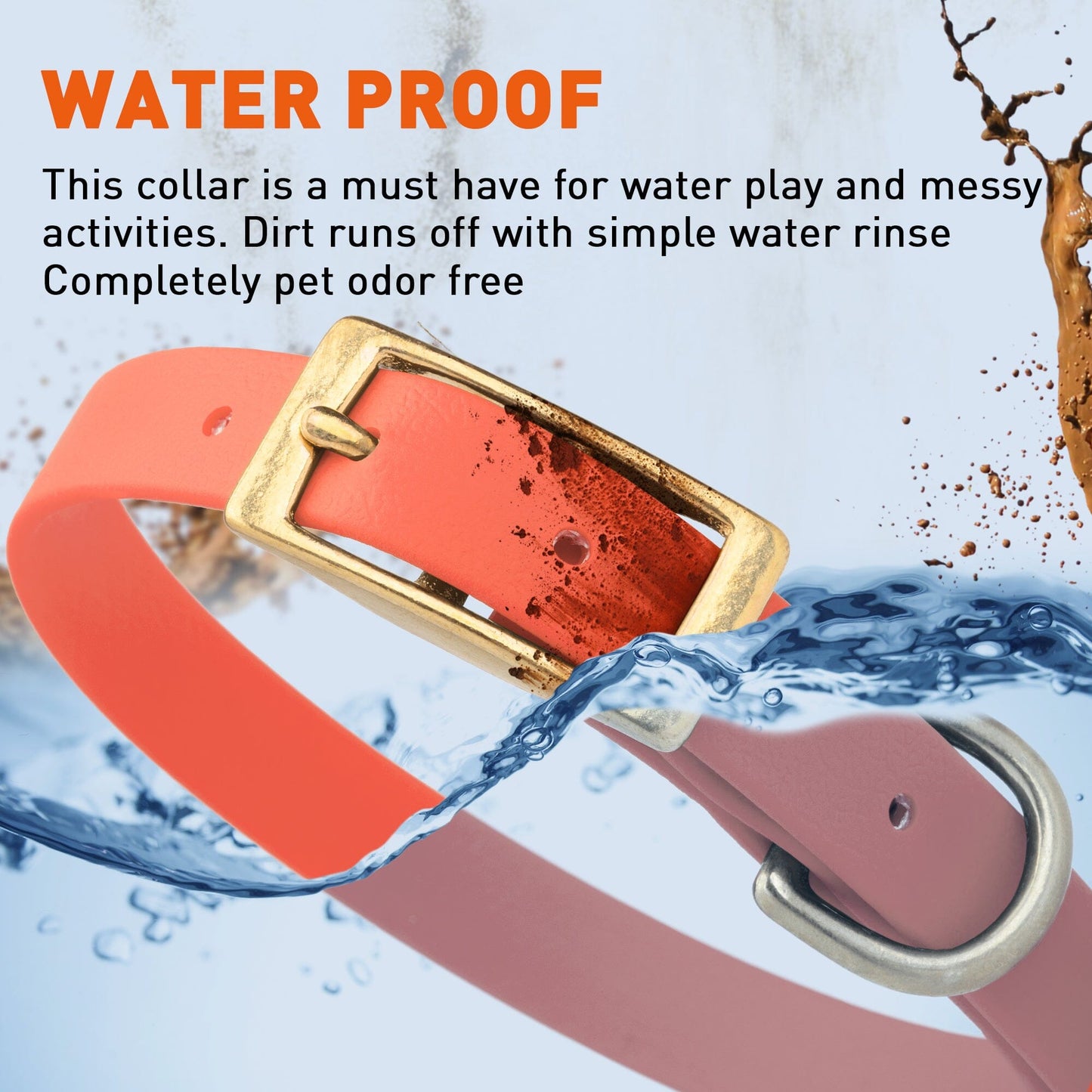 Dogline Viper Biothane Waterproof Dog Collar - Brass Hardware - Size S (12" - 15")