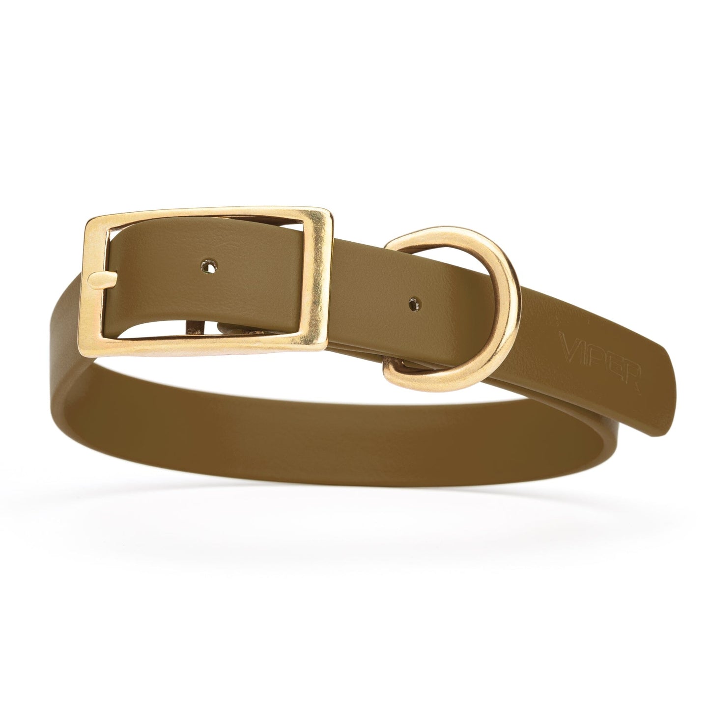 Dogline Viper Biothane Waterproof Dog Collar - Brass Hardware - Size XL (22" - 25")