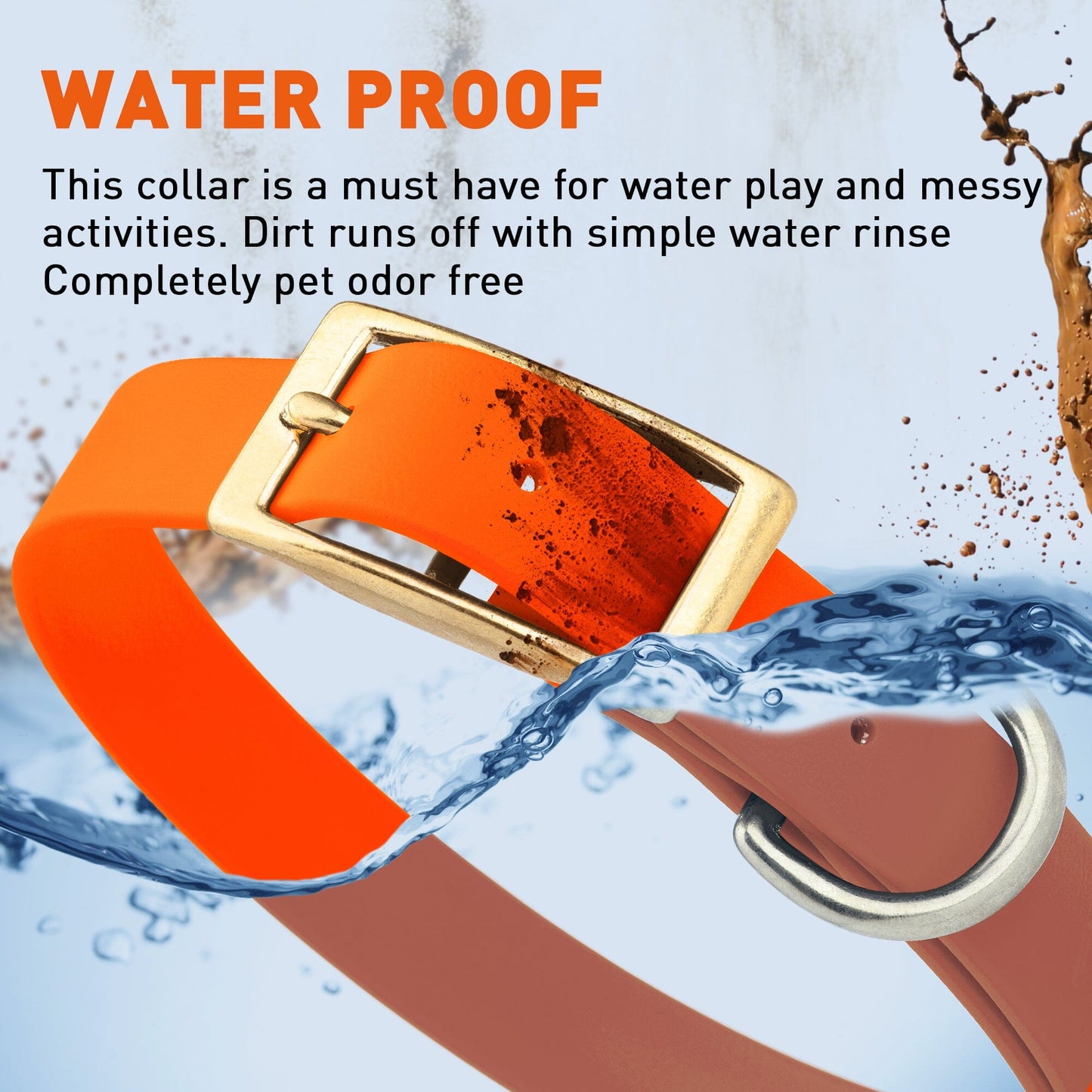 Dogline Viper Biothane Waterproof Dog Collar - Brass Hardware - Size XL (22" - 25")