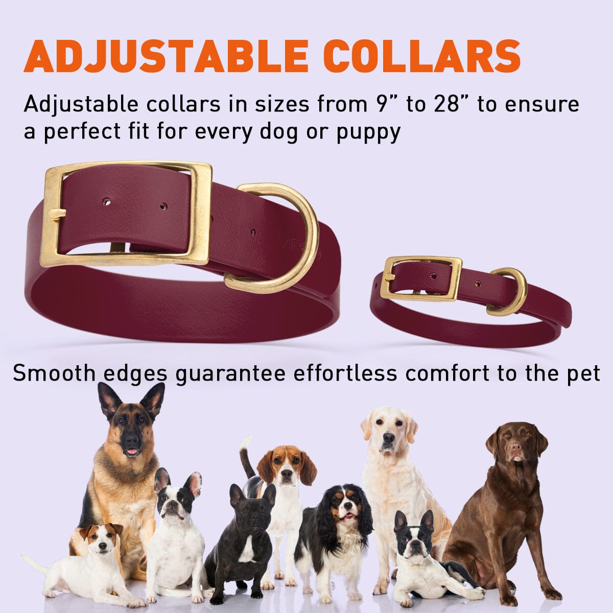 Dogline Viper Biothane Waterproof Dog Collar - Brass Hardware - Size XL (22" - 25")