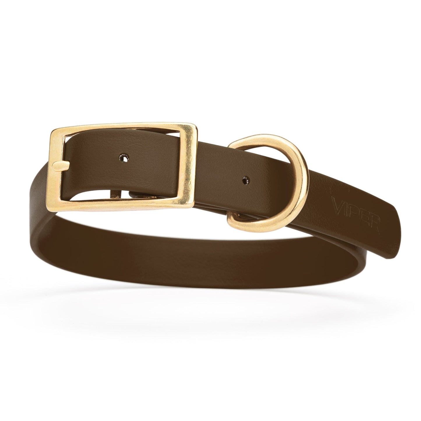Dogline Viper Biothane Waterproof Dog Collar - Brass Hardware - Size XL (22" - 25")