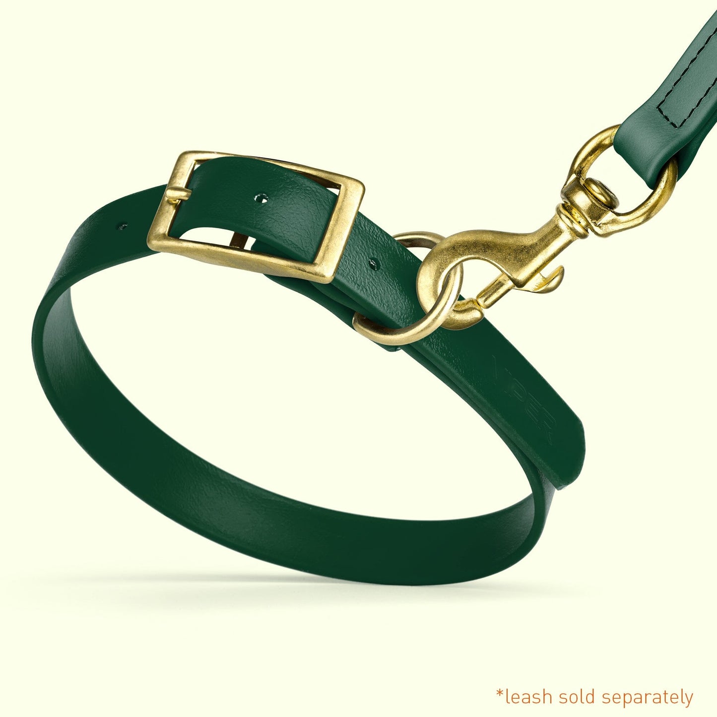 Dogline Viper Biothane Waterproof Dog Collar - Brass Hardware - Size XS (9" - 12")