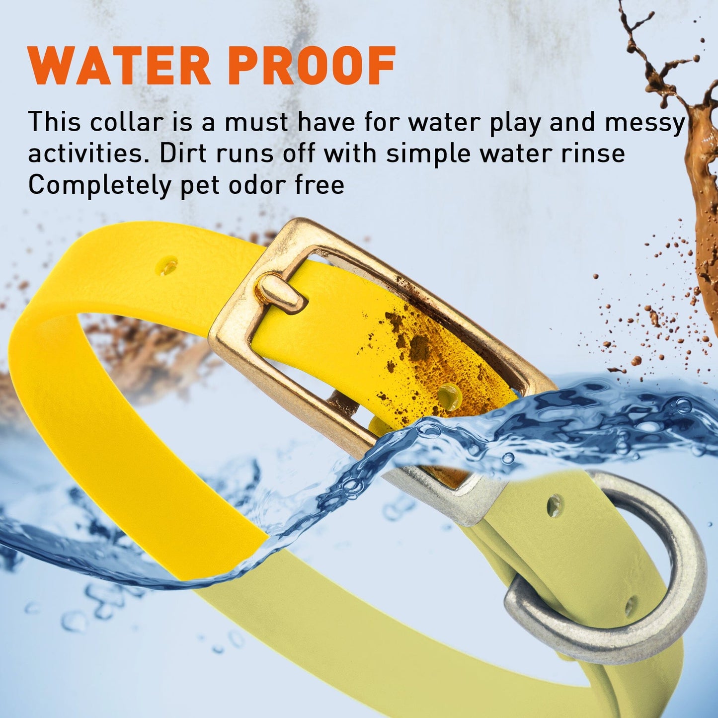 Dogline Viper Biothane Waterproof Dog Collar - Brass Hardware - Size XS (9" - 12")