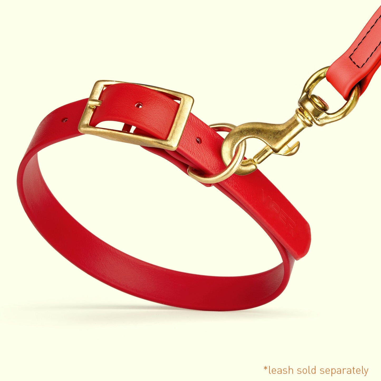 Dogline Viper Biothane Waterproof Dog Collar - Brass Hardware - Wide - Size L (16" - 20")