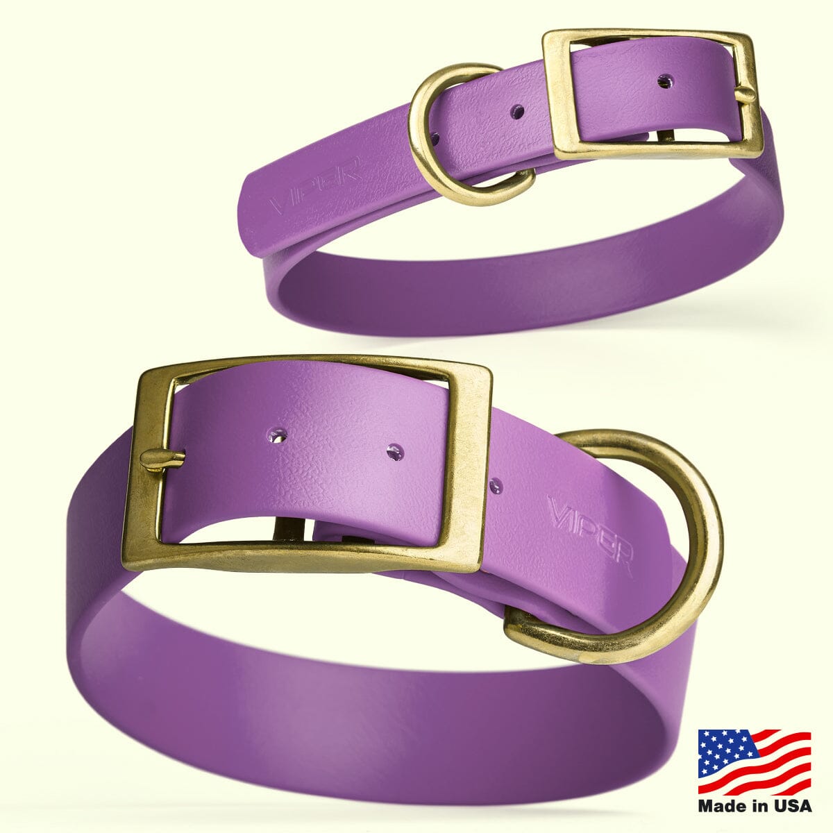 Dogline Viper Biothane Waterproof Dog Collar - Brass Hardware - Wide - Size XL (20" - 24")