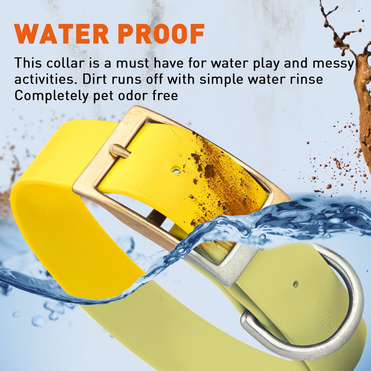 Dogline Viper Biothane Waterproof Dog Collar - Brass Hardware - Wide - Size XXL (24" - 28")