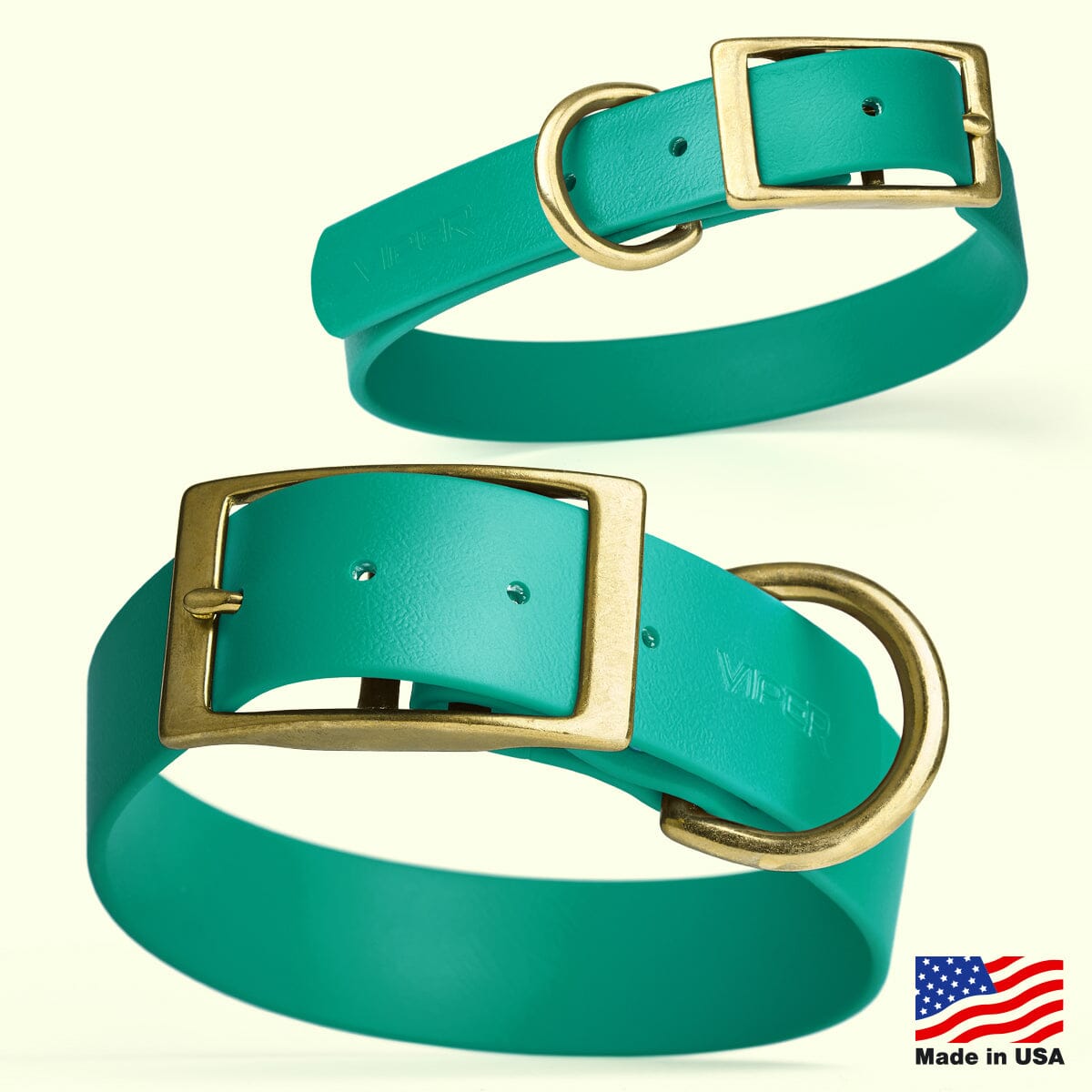 Dogline Viper Biothane Waterproof Dog Collar - Brass Hardware - Wide - Size XXL (24" - 28")