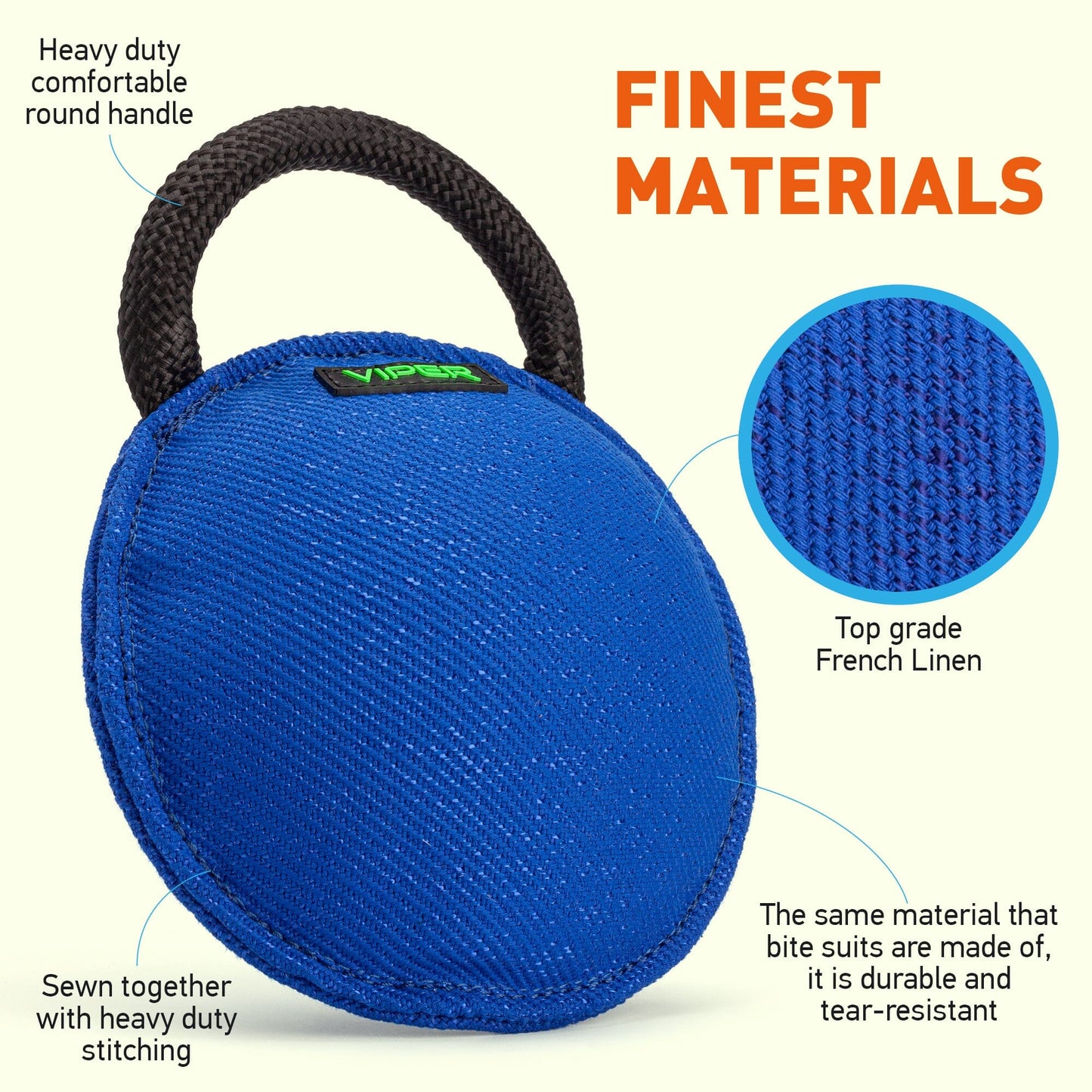 Dogline Viper French Linen Round Bite Pillow