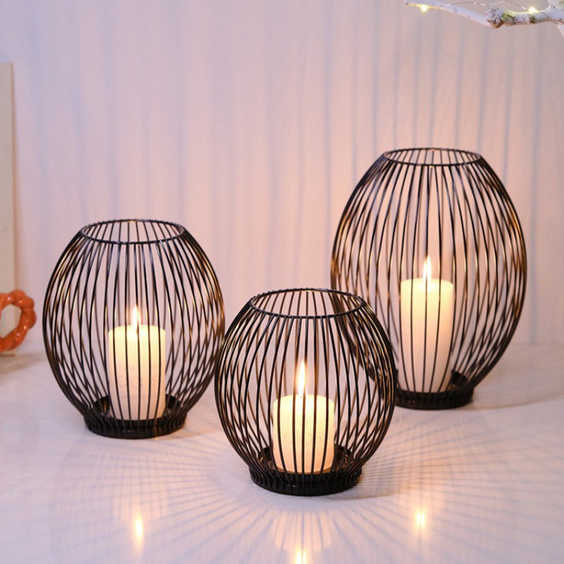 Candle Holder Geometric Wireframe Pillar Candle Stand