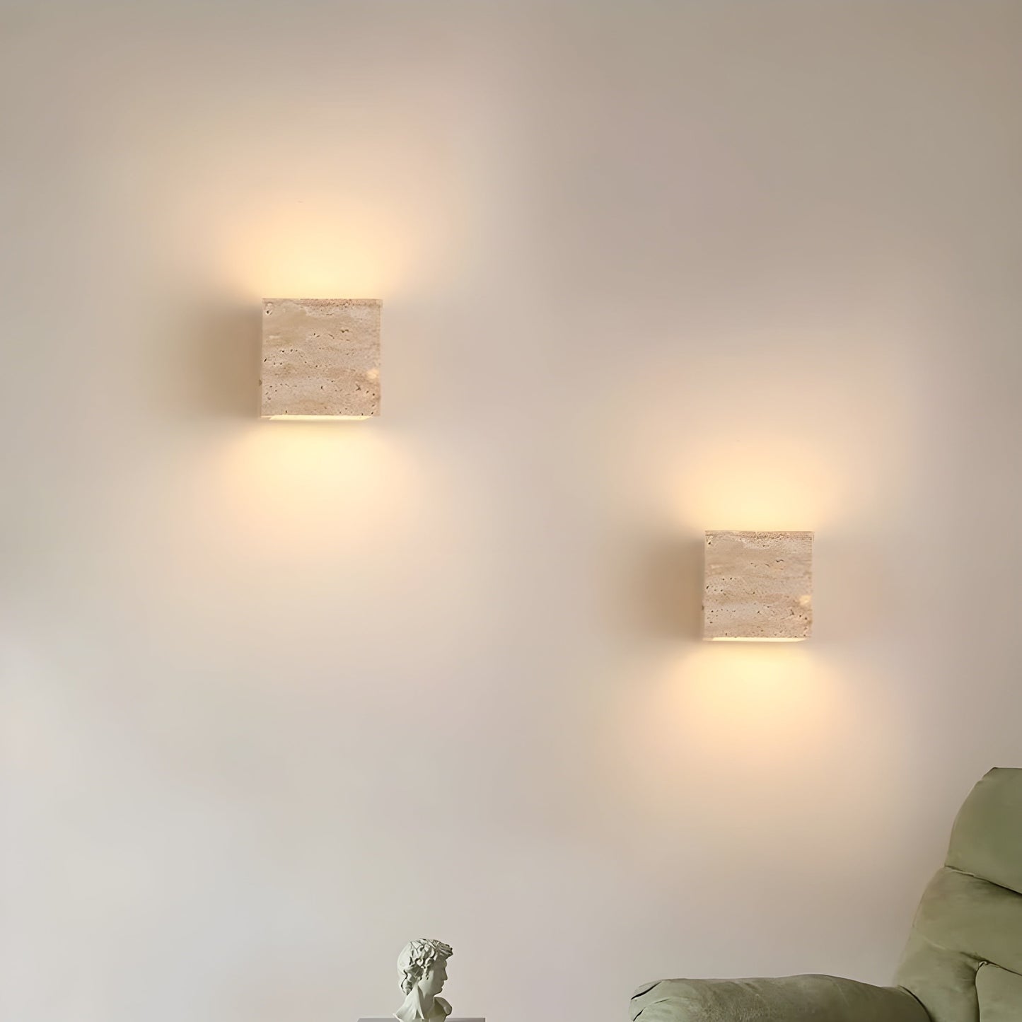 Minimalist Travertine Stone Outdoor LED Wall Light With Natural Cave Stone Shade