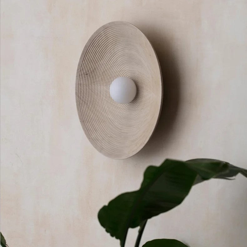 Retro Ceramic Disc Wall Light With Center Globe