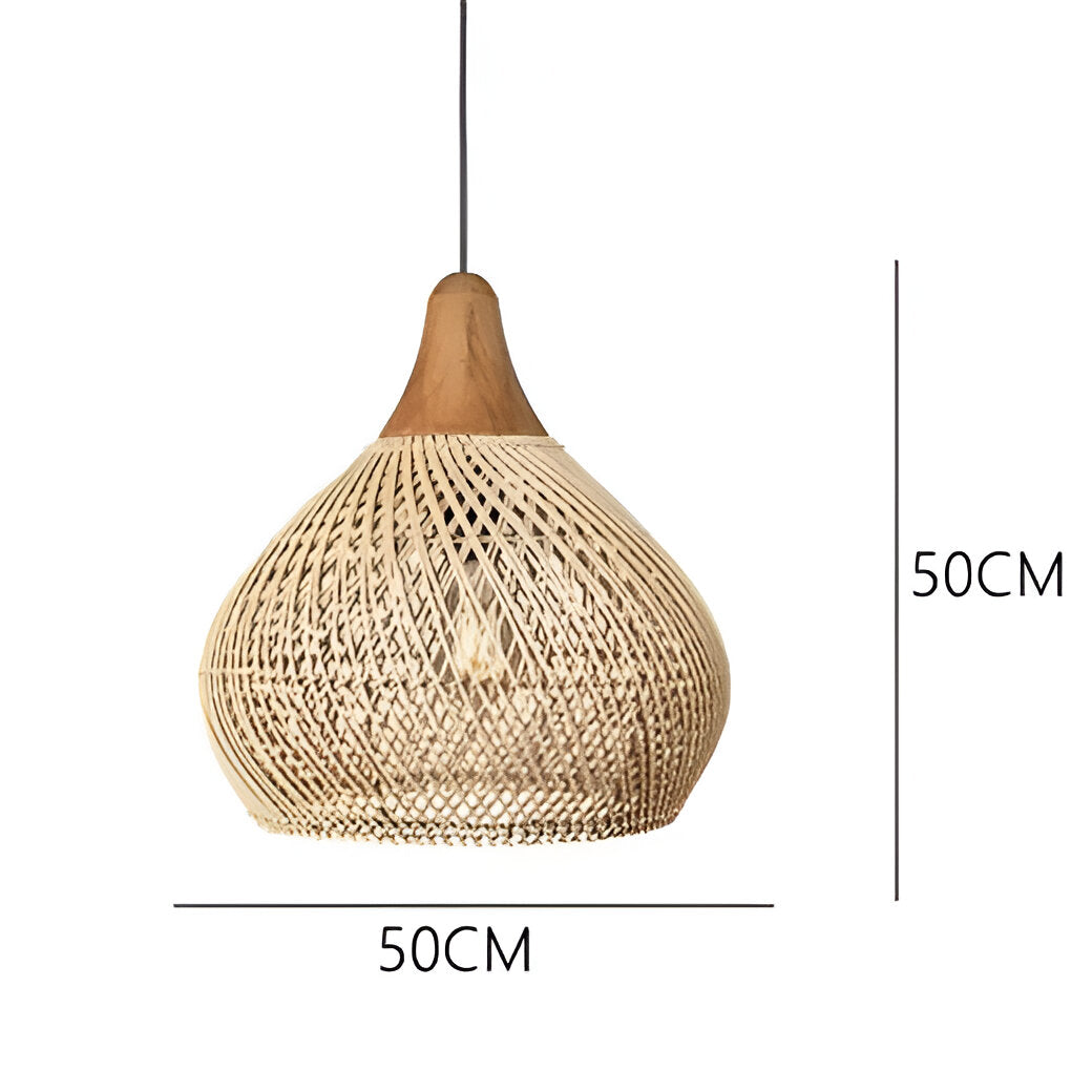 Bohemian Rattan Pendant Light With Hand-Woven Dome Shade