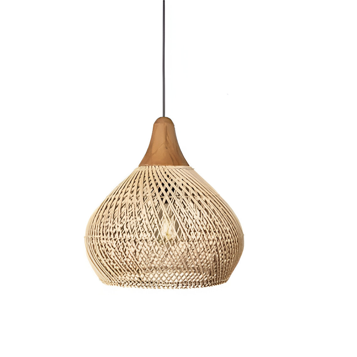 Bohemian Rattan Pendant Light With Hand-Woven Dome Shade