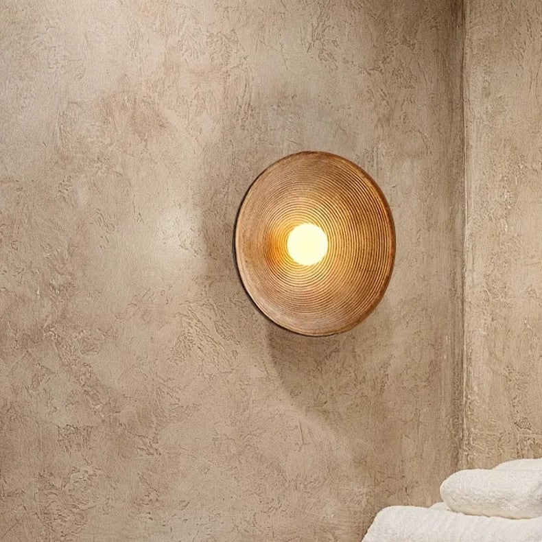 Retro Ceramic Disc Wall Light With Center Globe