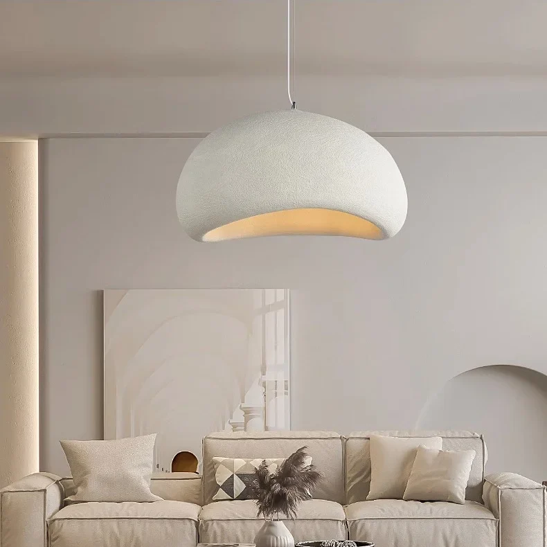 Wabi-Sabi Polystyrene Pendant Light With Spherical Dome Shade