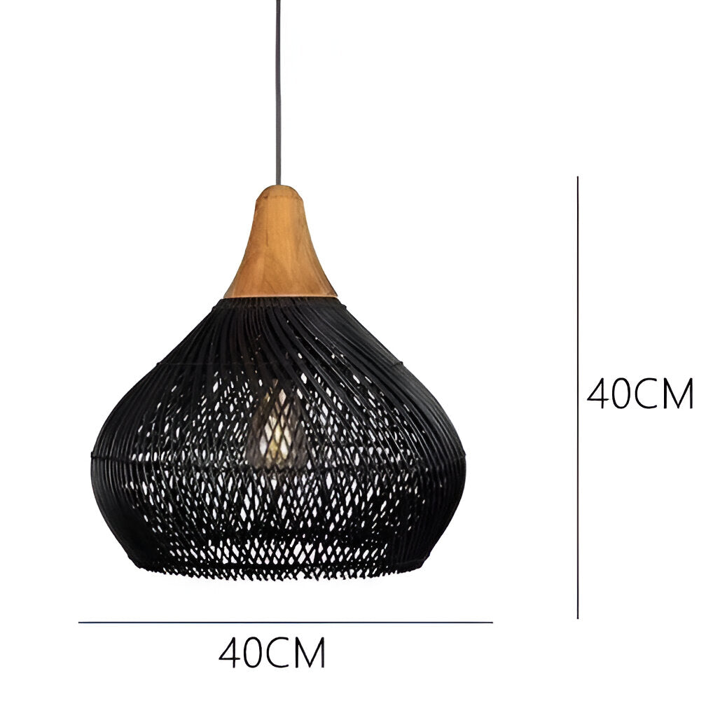 Bohemian Rattan Pendant Light With Hand-Woven Dome Shade