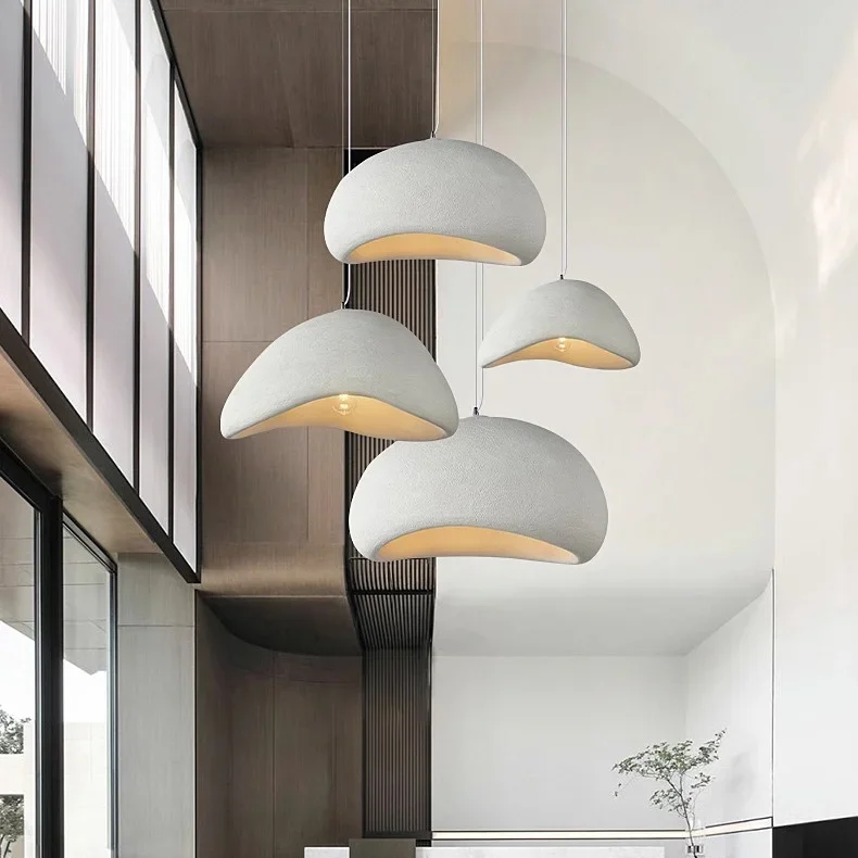 Wabi-Sabi Polystyrene Pendant Light With Spherical Dome Shade