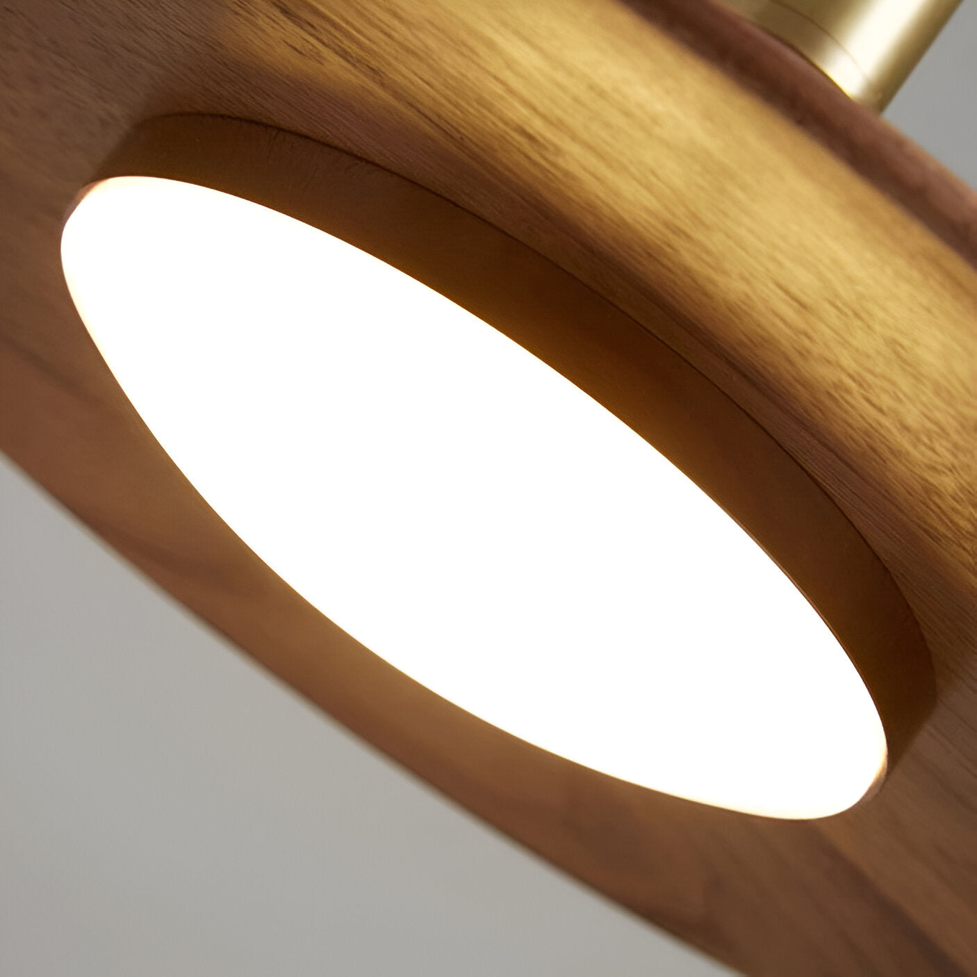 Nordic Walnut Wood Disc Pendant Light With Adjustable Cord