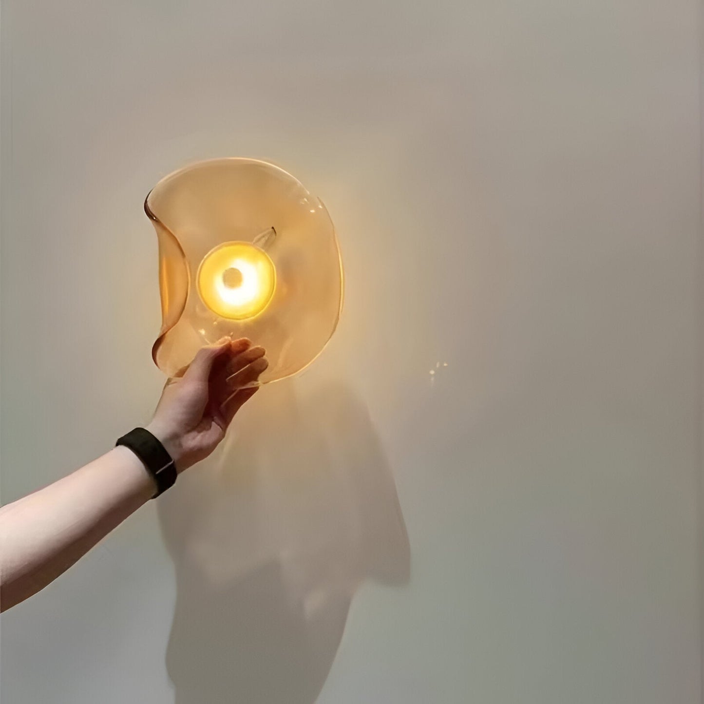 Nordic Curved Glass Wall Light LED Light With Sculpted Glass Shade