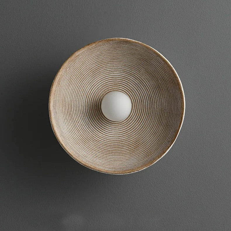 Retro Ceramic Disc Wall Light With Center Globe