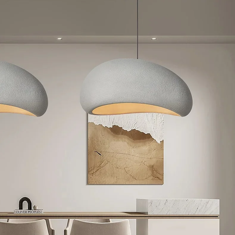 Wabi-Sabi Polystyrene Pendant Light With Spherical Dome Shade