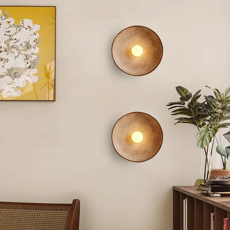 Retro Ceramic Disc Wall Light With Center Globe