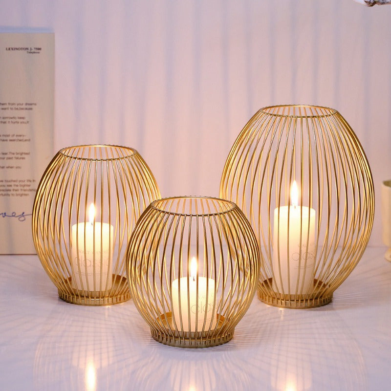 Candle Holder Geometric Wireframe Pillar Candle Stand