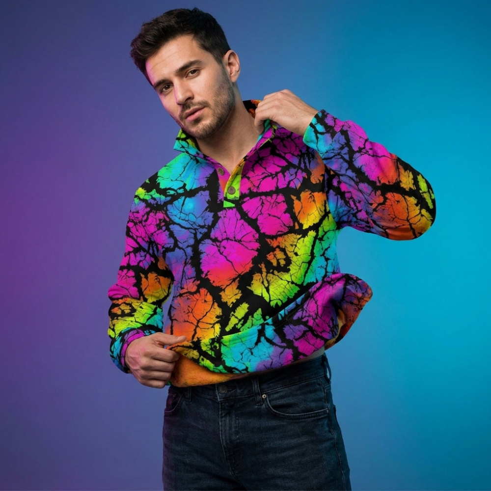 Dreadful Thorns Half-Zip Pullover for Bold Graphic Streetwear Collectors — Full-Bleed AOP 260gsm Lightweight Polyester, Adjustable Collar