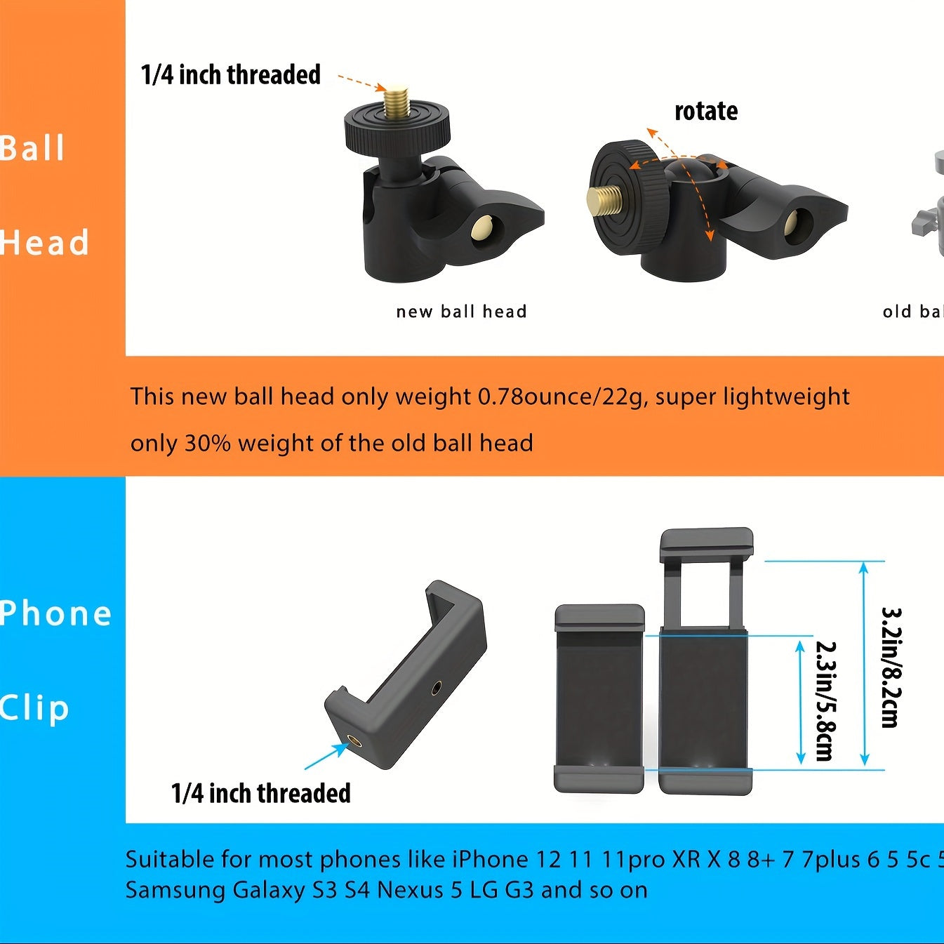 Long Overhead Tripod Mount for iPhone Webcam Ring Light - DV3H