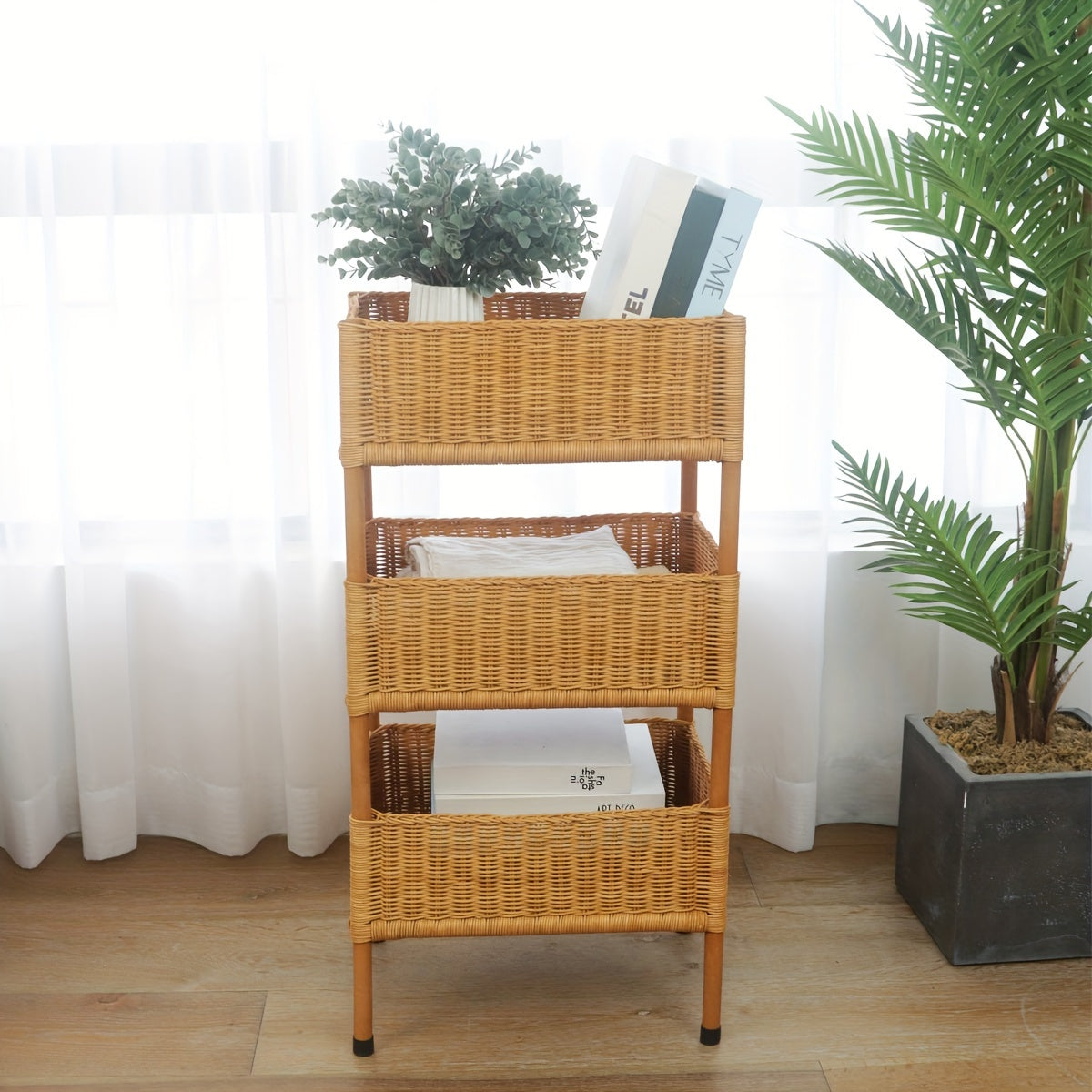 Rustic 3-Tier Wicker Storage Basket - L2RN