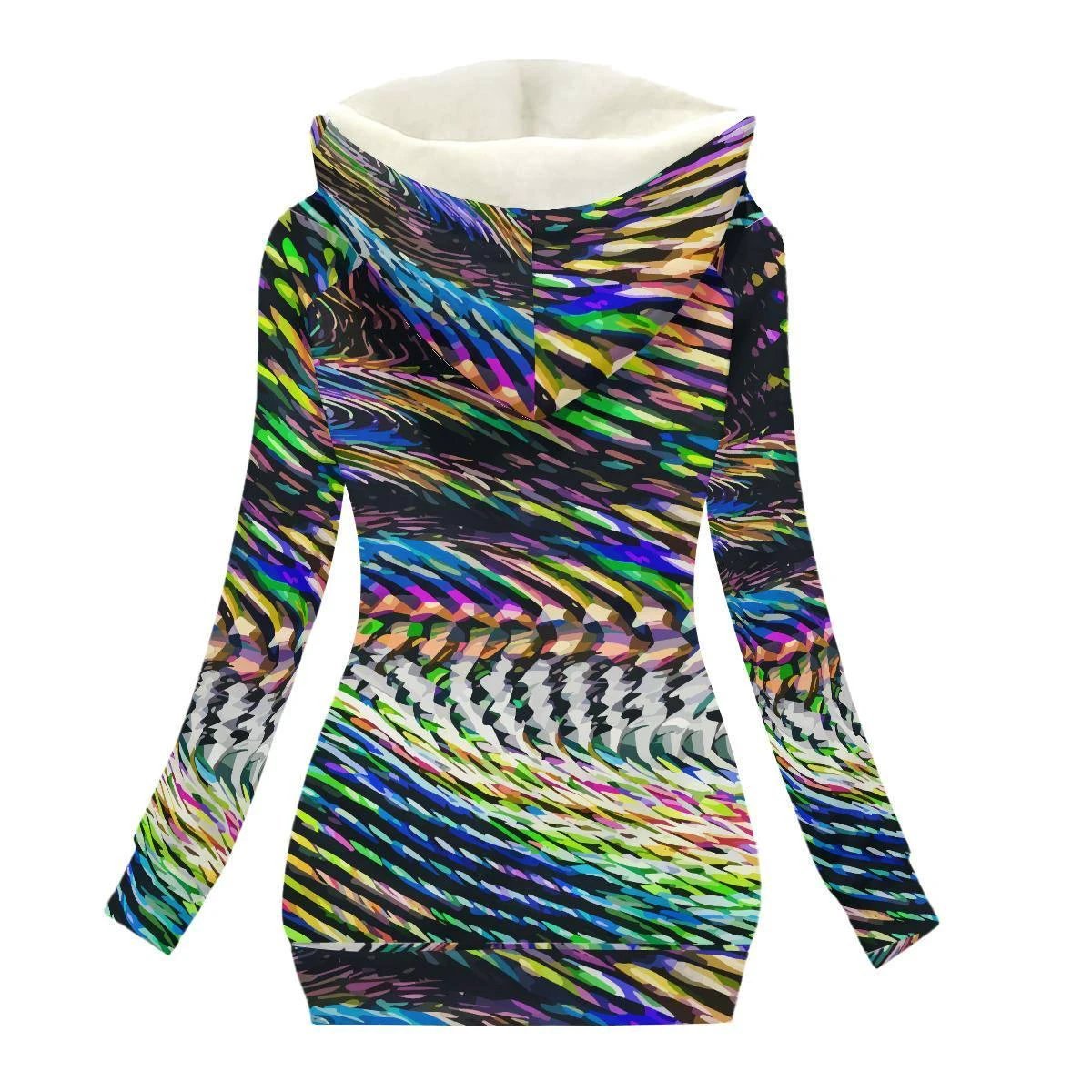 Neon Snow Hoodie for Cold-Weather Maximalists — Psychedelic Winter AOP, Recycled Polyester Eco Hoodie, Ski Lodge Statement