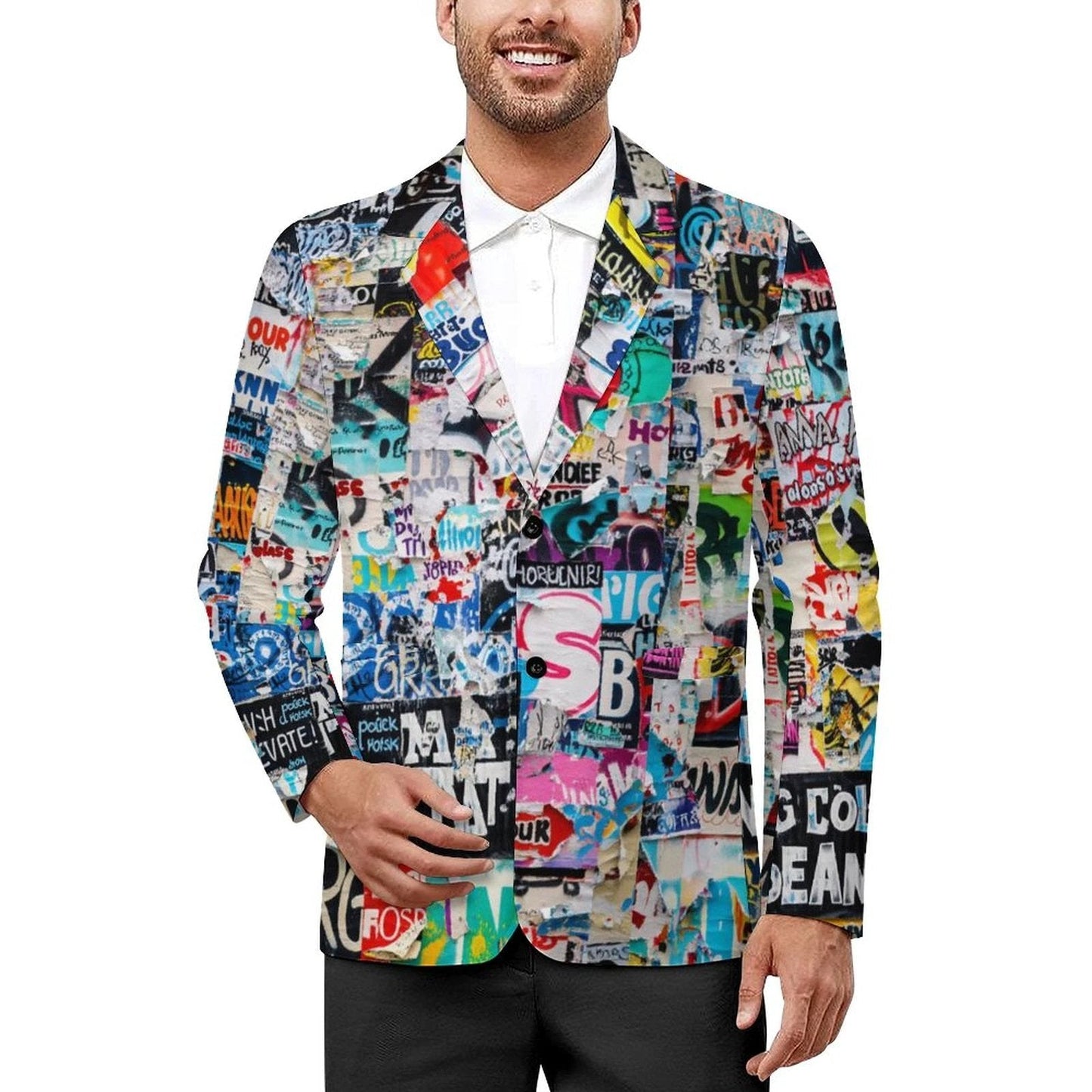 Articles, Articles AOP Graffiti Suit Jacket | 260gsm Two-Button Blazer for Professional Rebels (S–5XL)